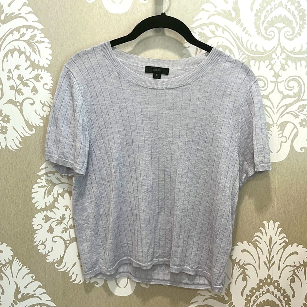 Light gray JCrew Silk/Cashmere blend shirt/sweater